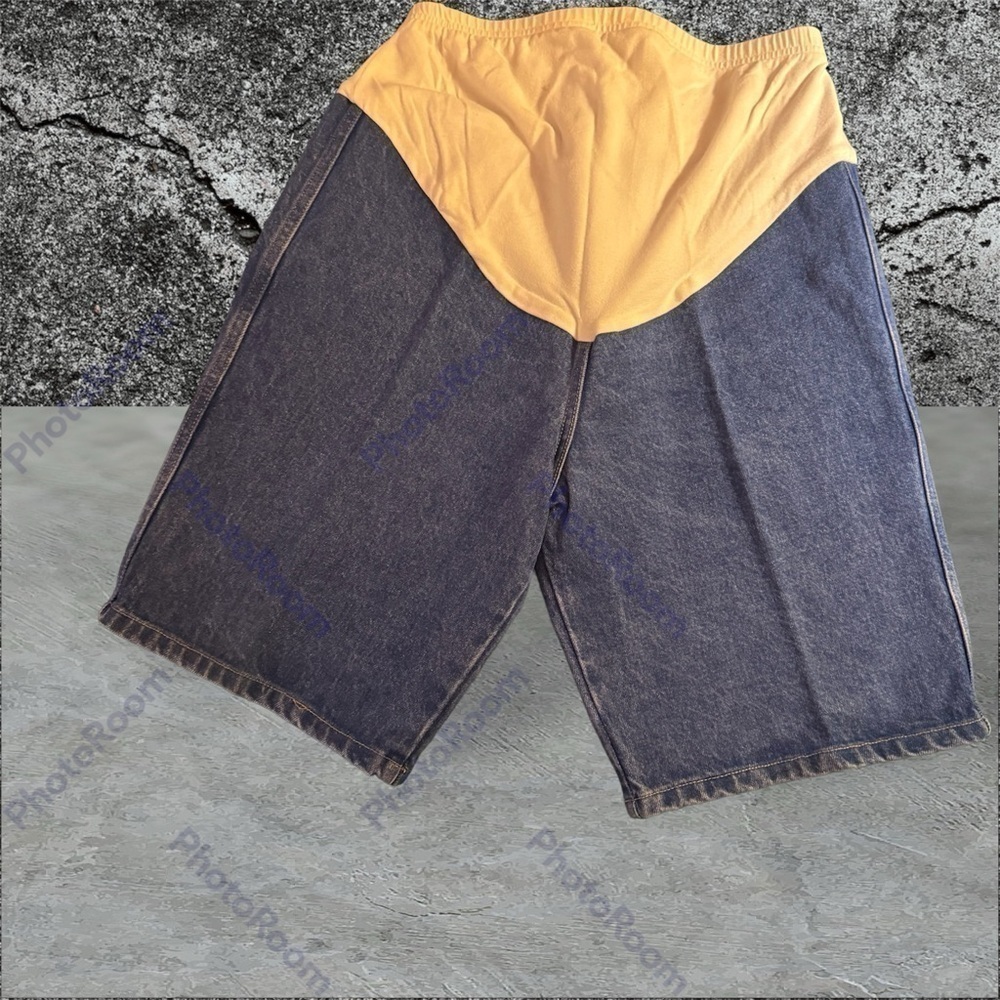 Stretchy Maternity Jeans Shorts Over The Belly Comfy Denim Shorts
